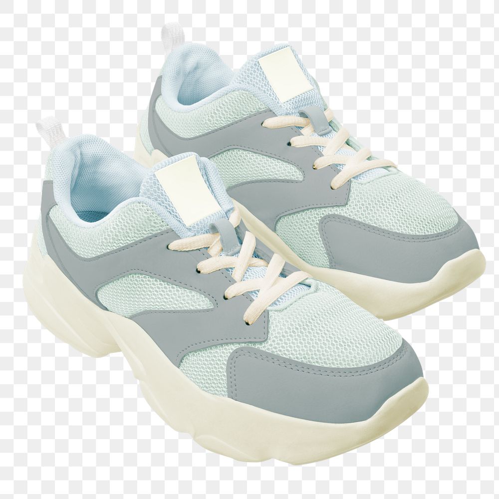 Png blue trainer sneakers mockup unisex footwear fashion