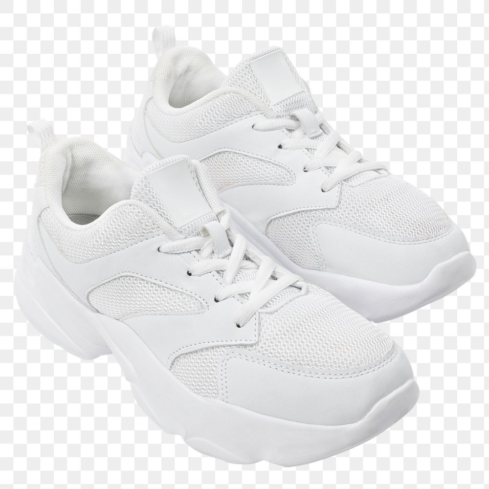 Png white trainer sneakers mockup unisex footwear fashion
