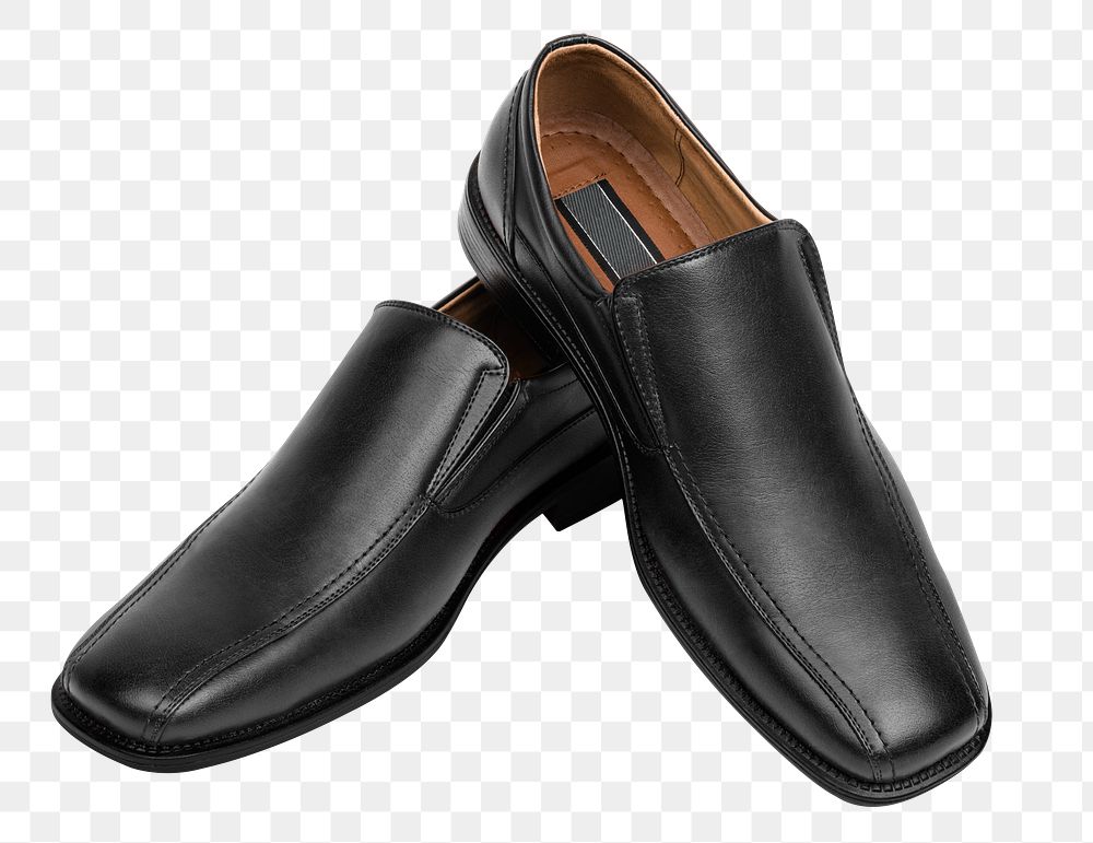 Png leather slip-on mockup black men&rsquo;s shoes fashion