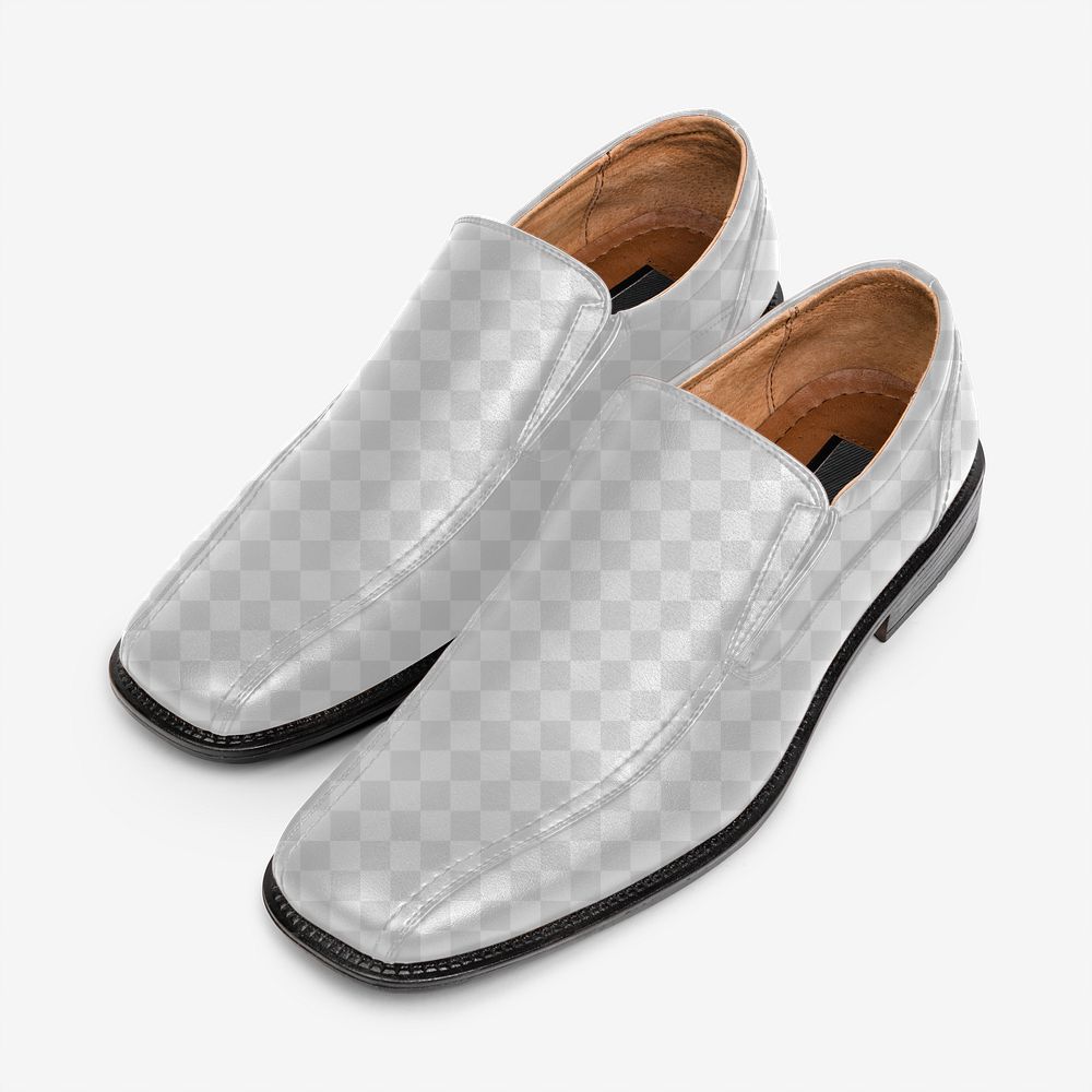 Png leather slip-on transparent mockup men’s shoes fashion