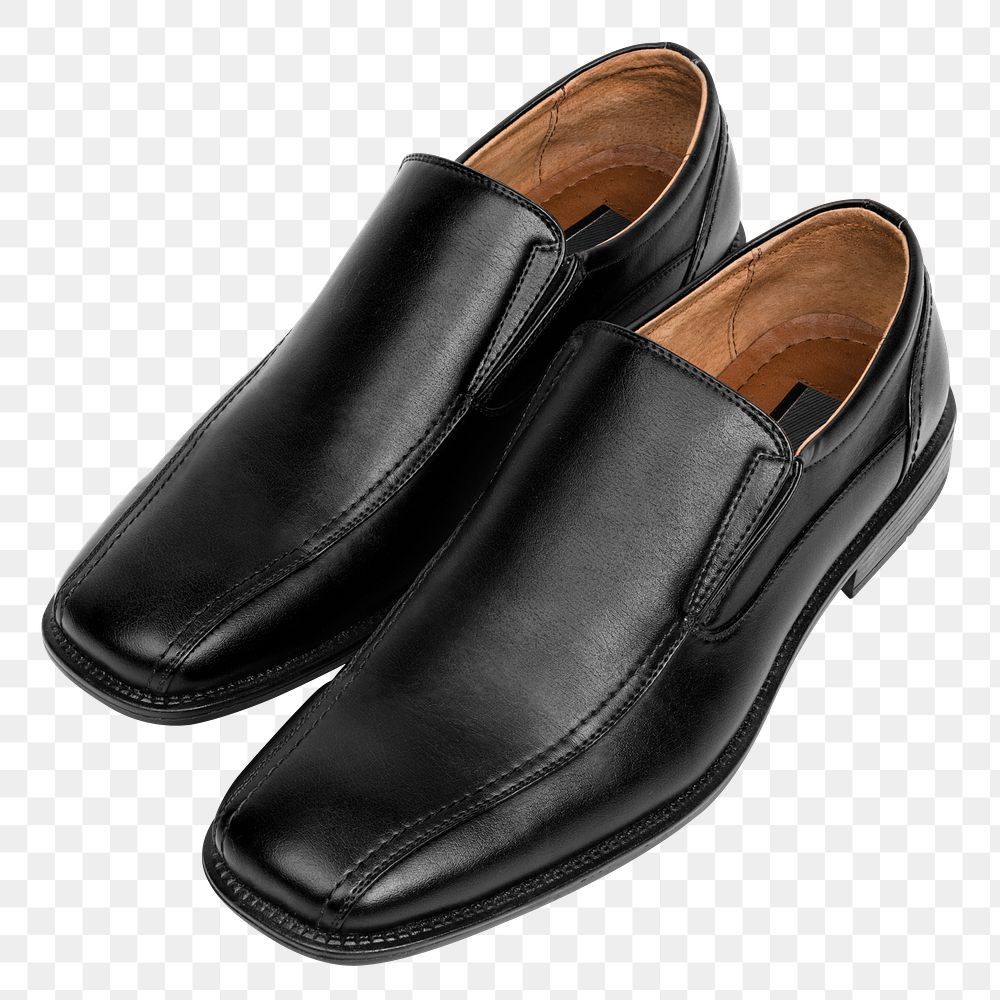 Png leather slip-on mockup black men’s shoes fashion