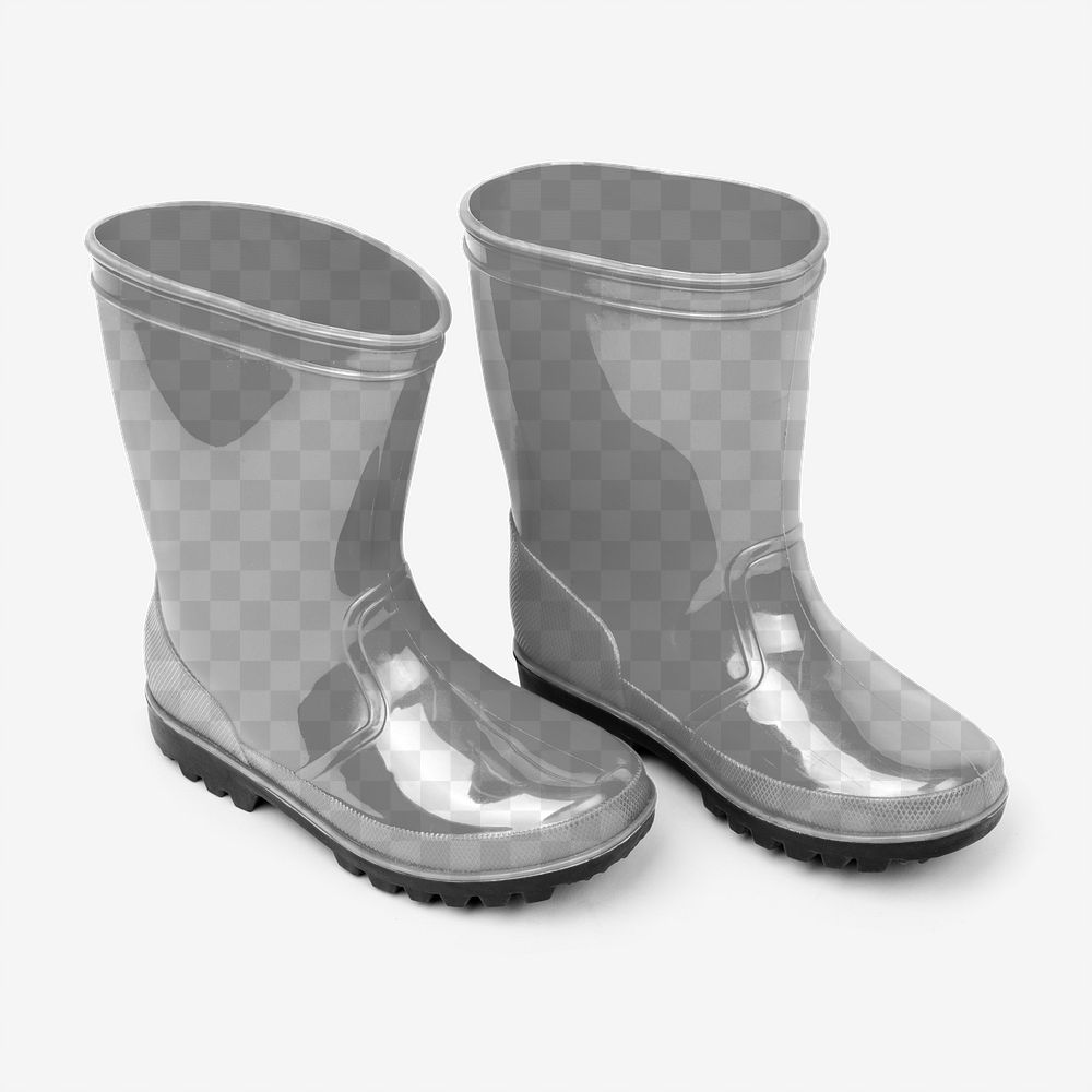Png rain boots transparent mockup footwear fashion