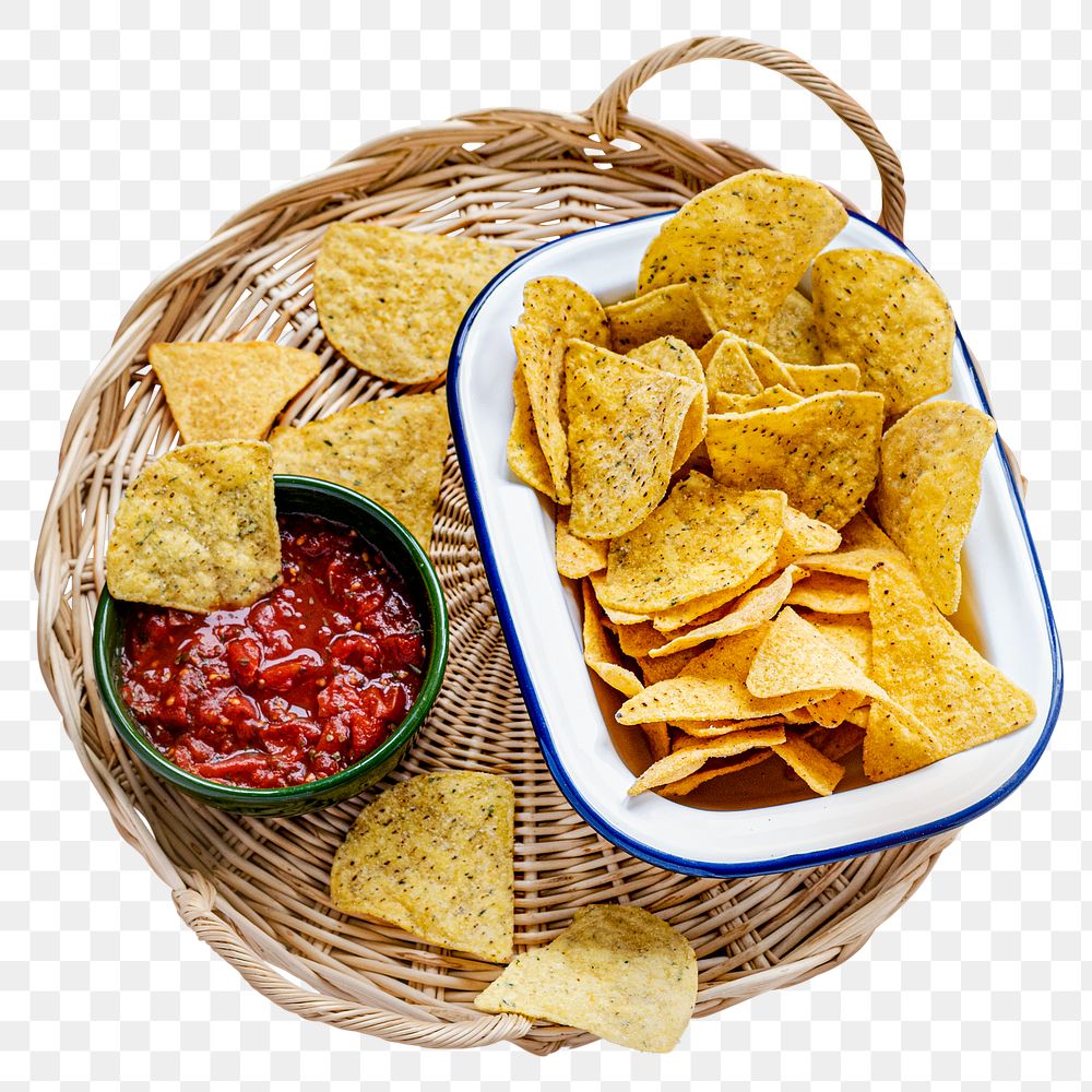 Nacho chips mockup png corn tortillas in a bowl