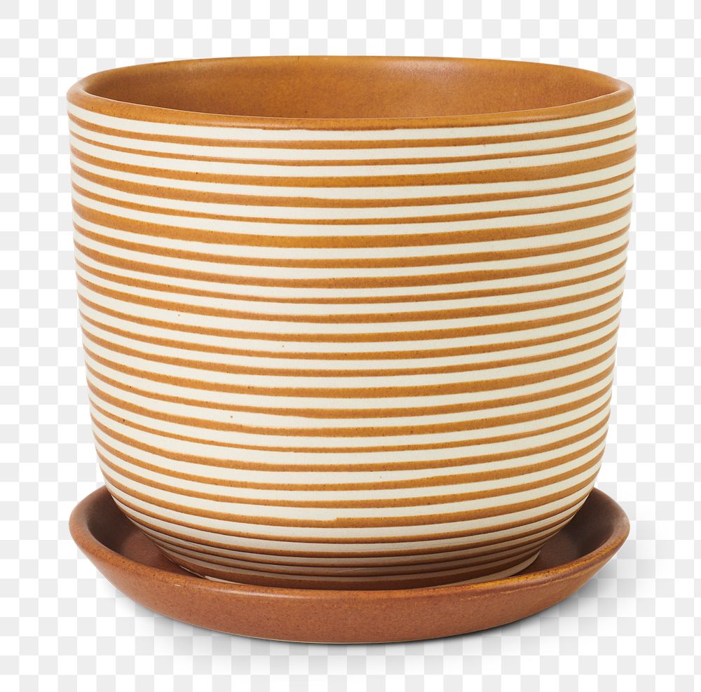 Plant pot png stripes ceramic mockup with saucer