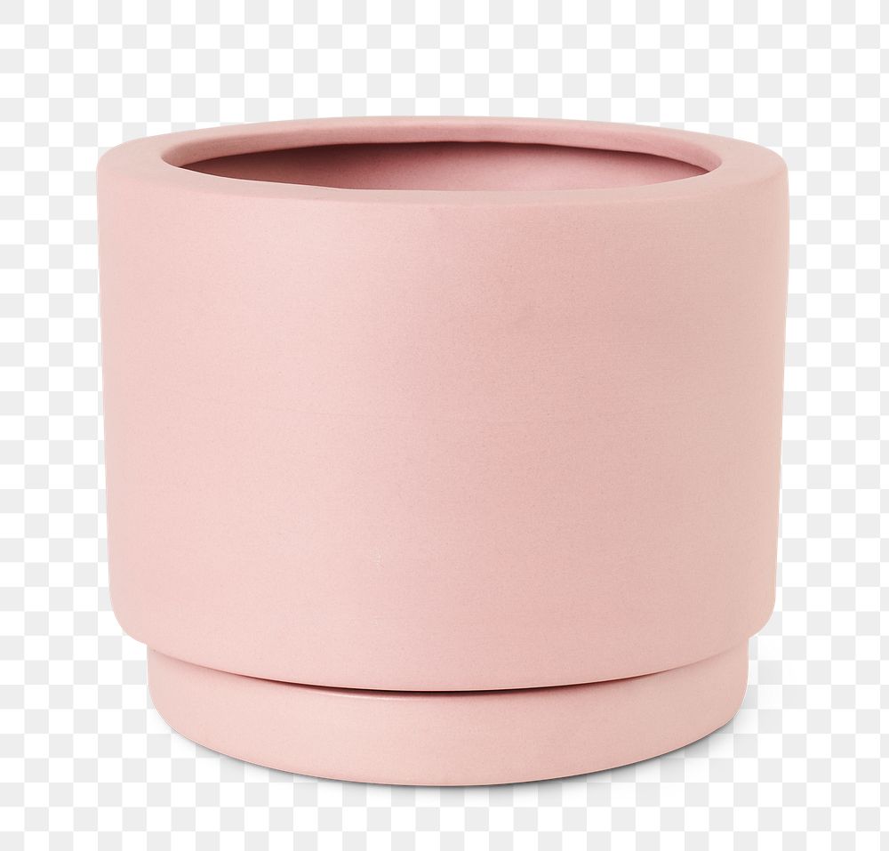 Plant pot png pink ceramic mockup with saucer