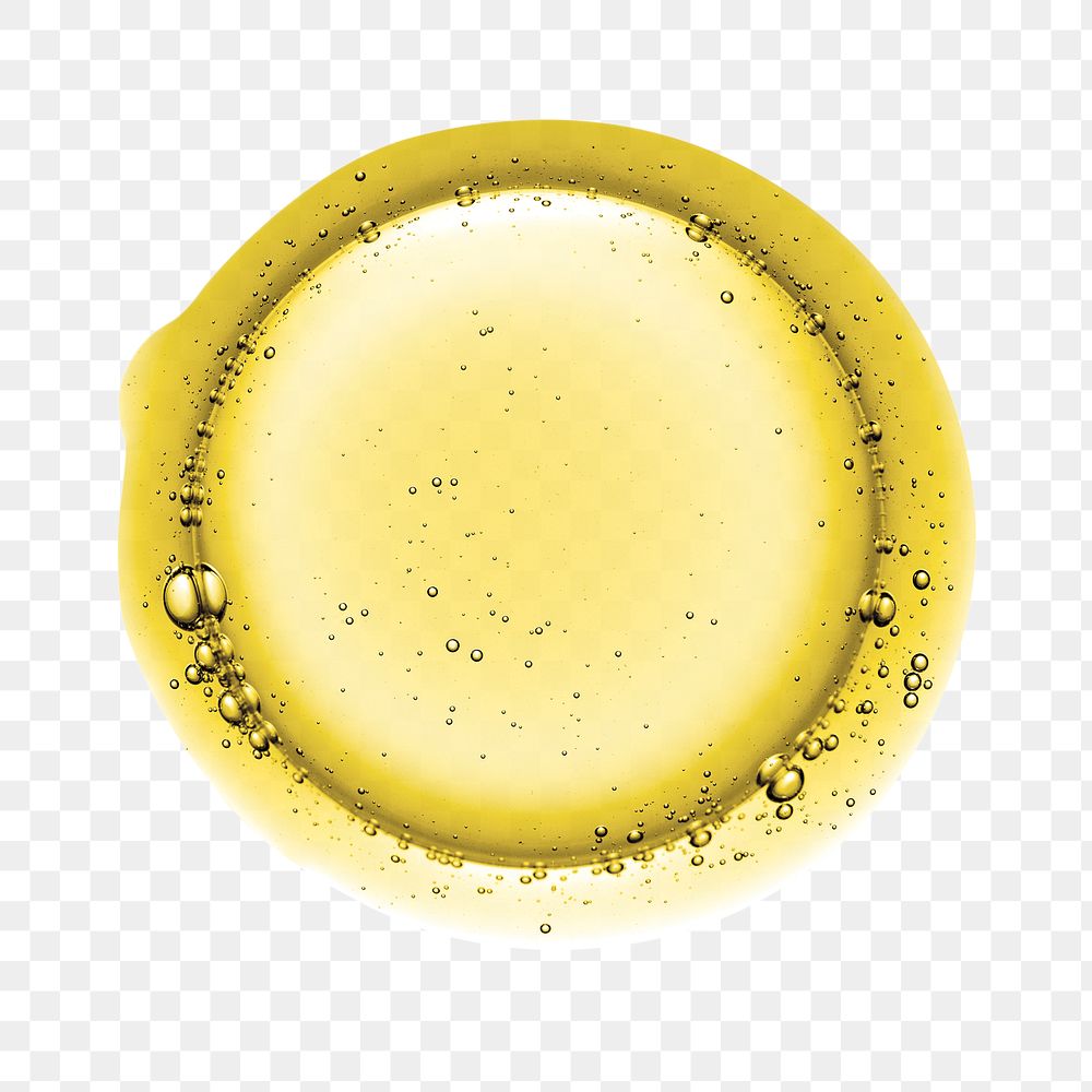 PNG gold liquid bubble macro shot cosmetic product