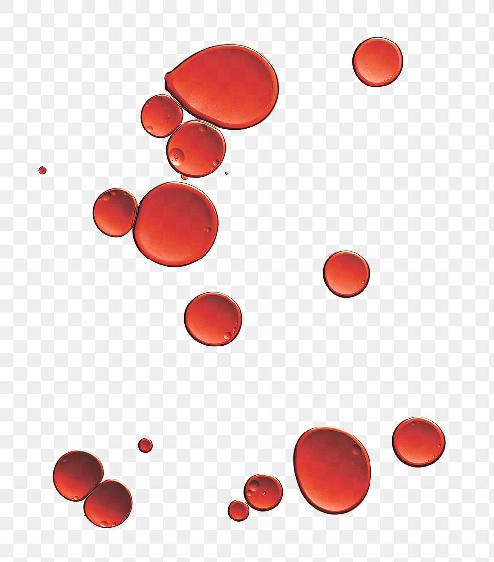 PNG red liquid bubble macro shot red blood cell