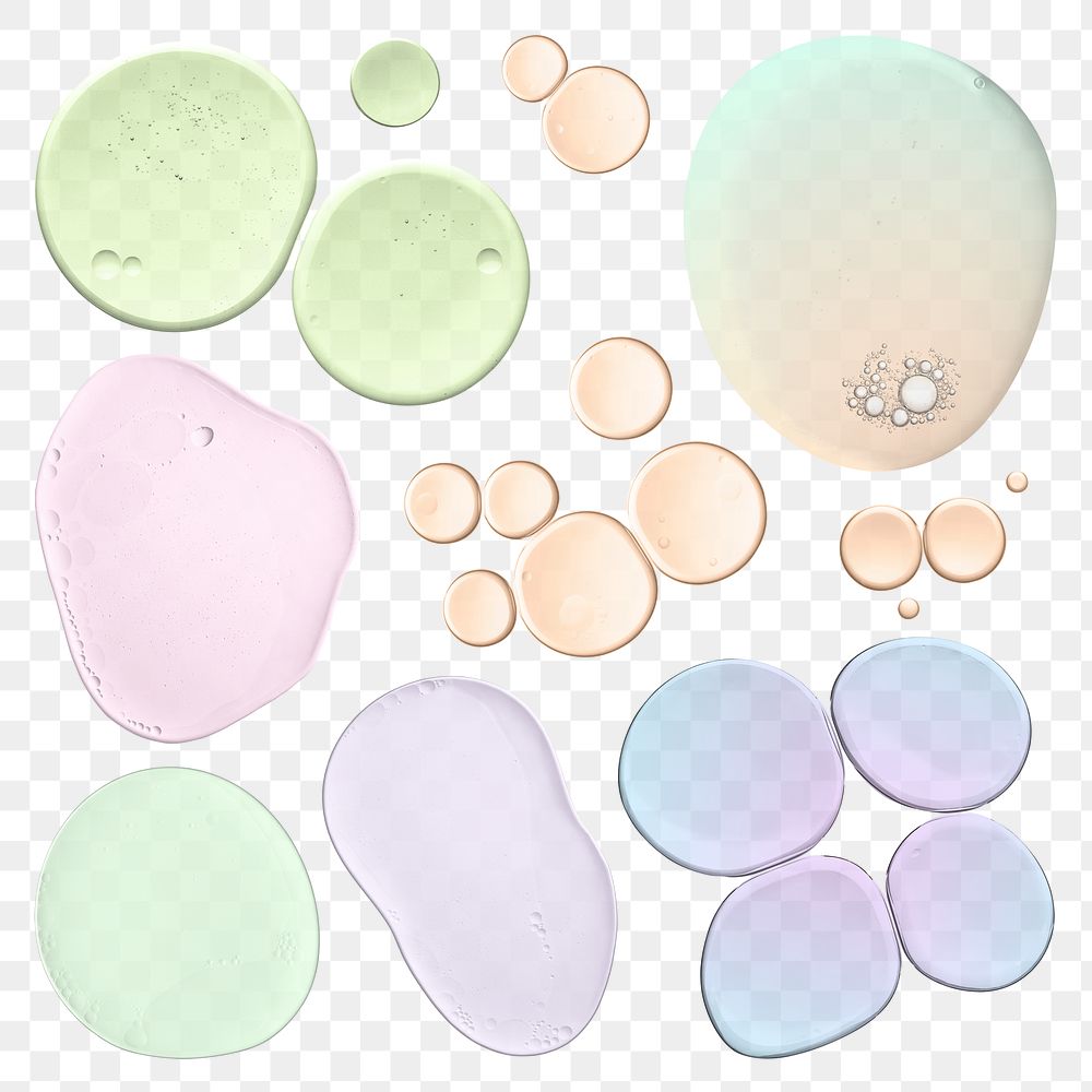 PNG oil bubble macro shot pastel liquid abstract set