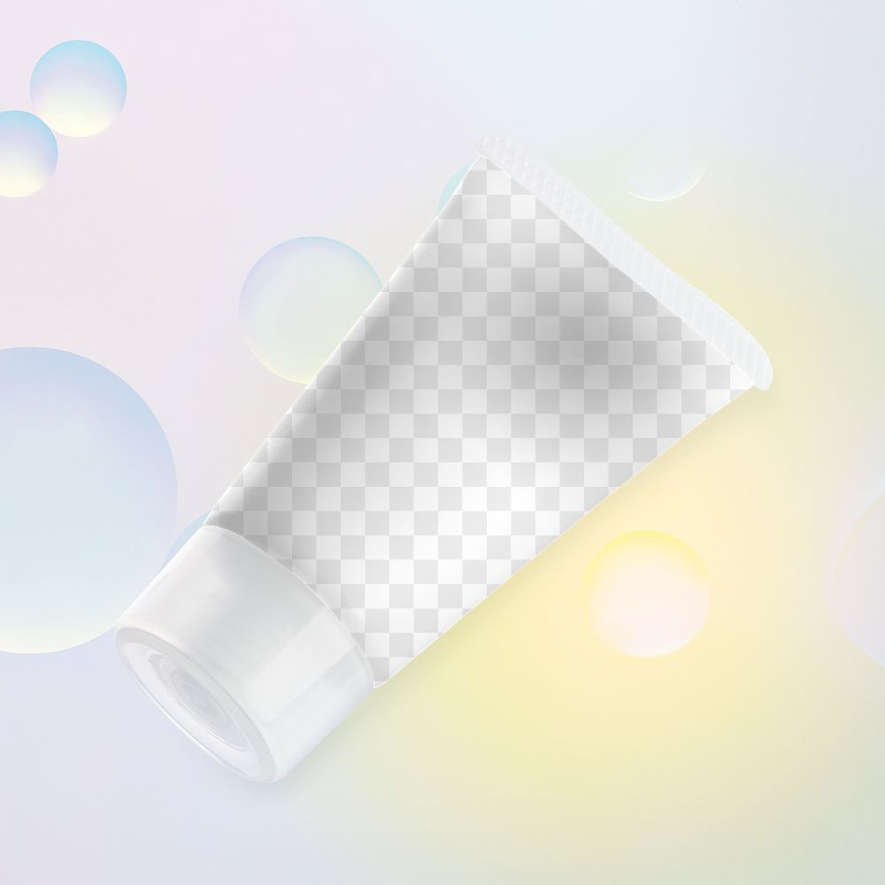 PNG cosmetic tube mockup product packaging for beauty and skincare