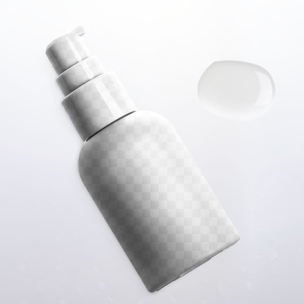 PNG cosmetic bottle mockup product packaging pump bottle for beauty and skincare
