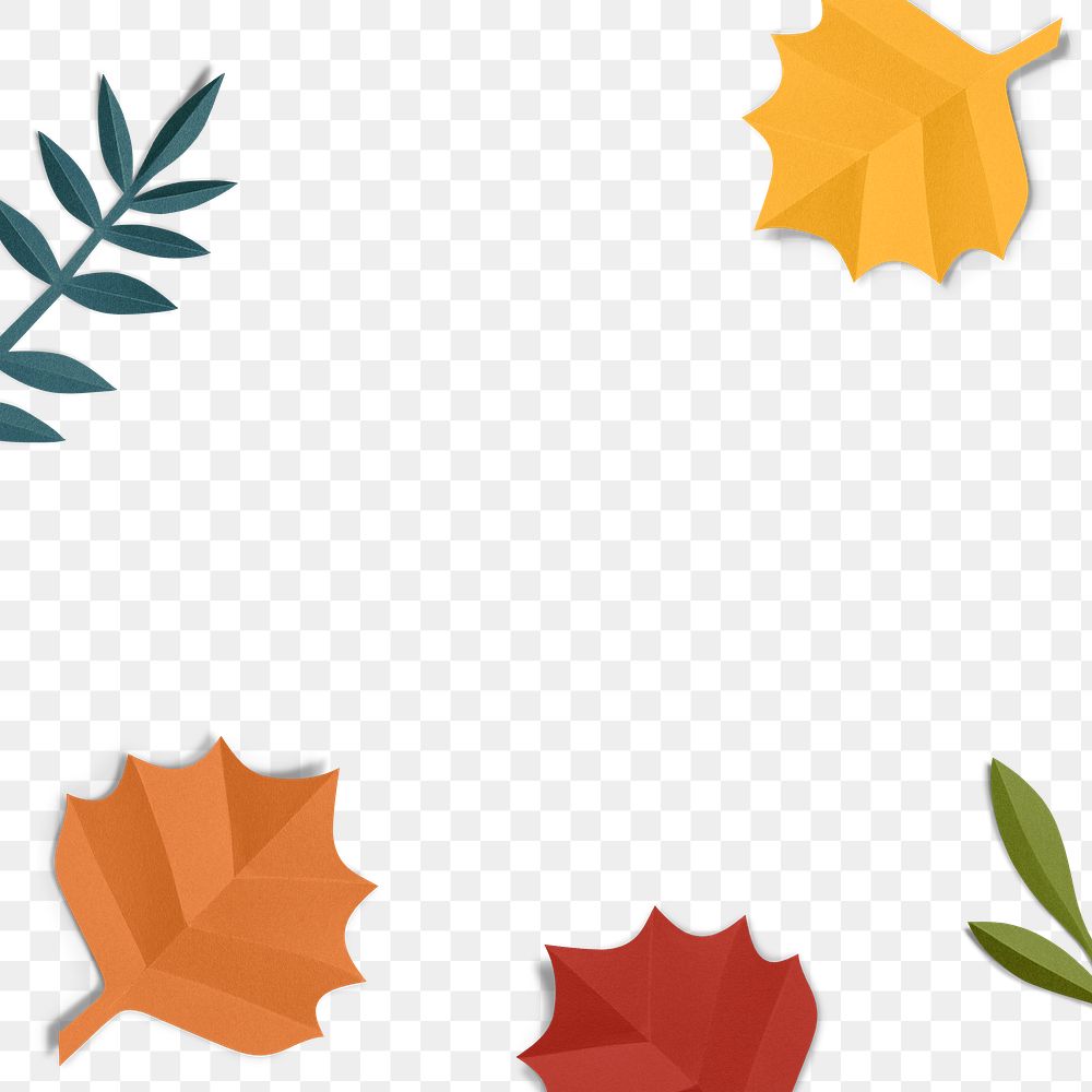 Png autumn leaf border in flat lay style