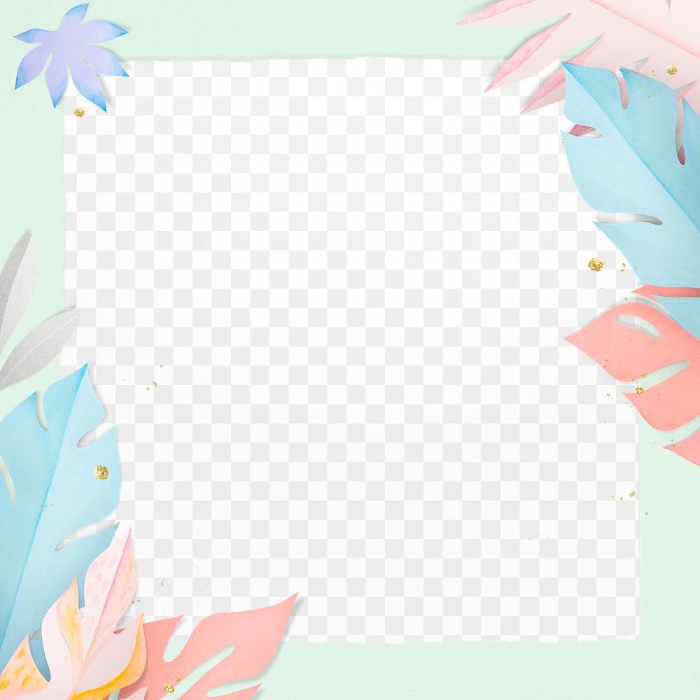 Png summer leaf frame mockup flat lay style