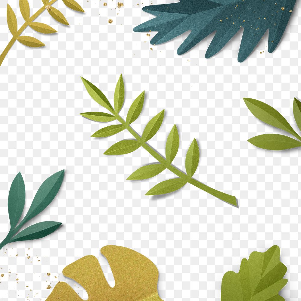 Png paper craft leaf pattern transparent background