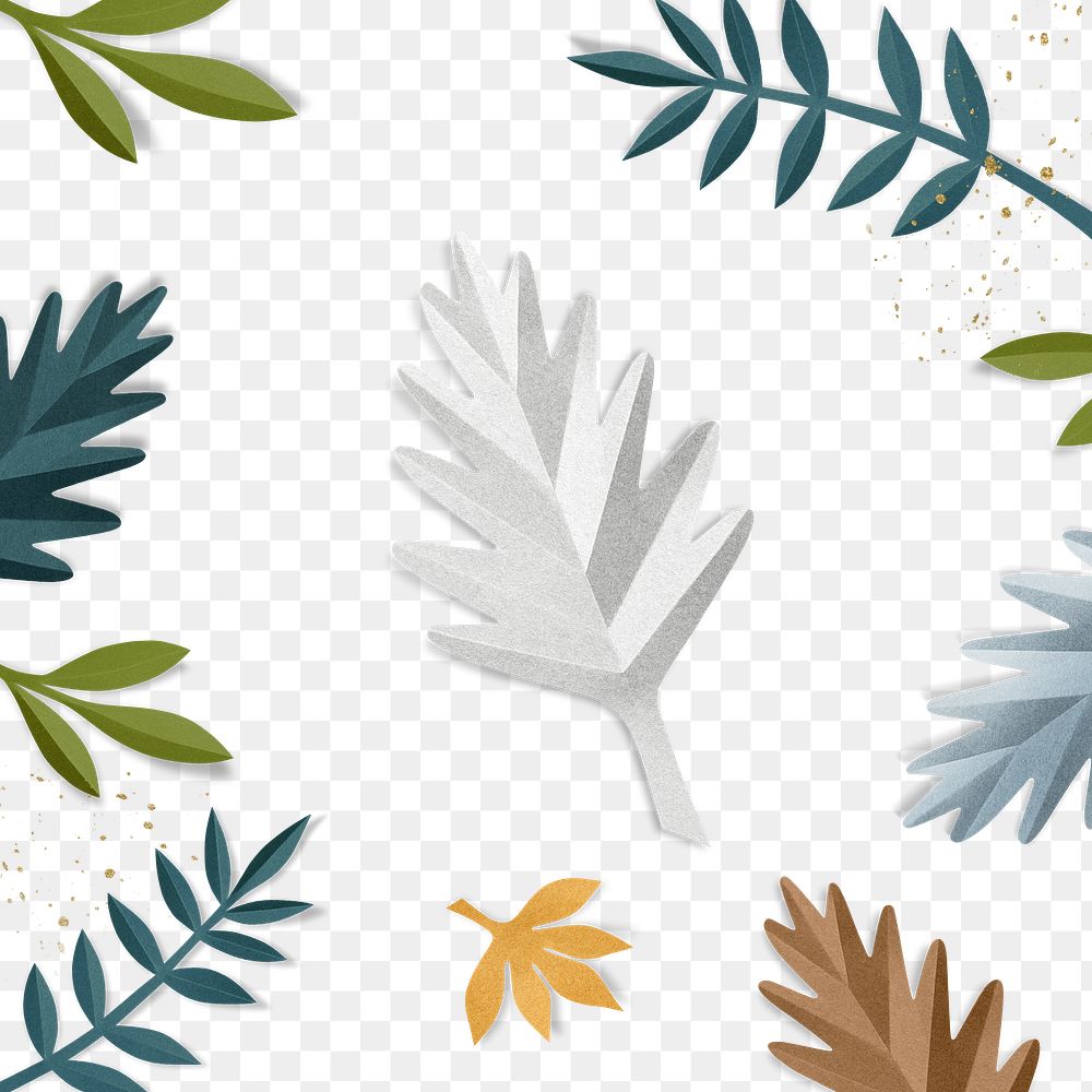 Png paper craft leaf pattern transparent background