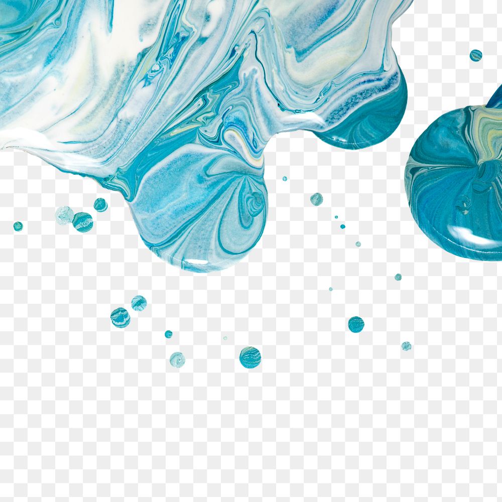 Fluid art png blue aesthetic acrylic paint