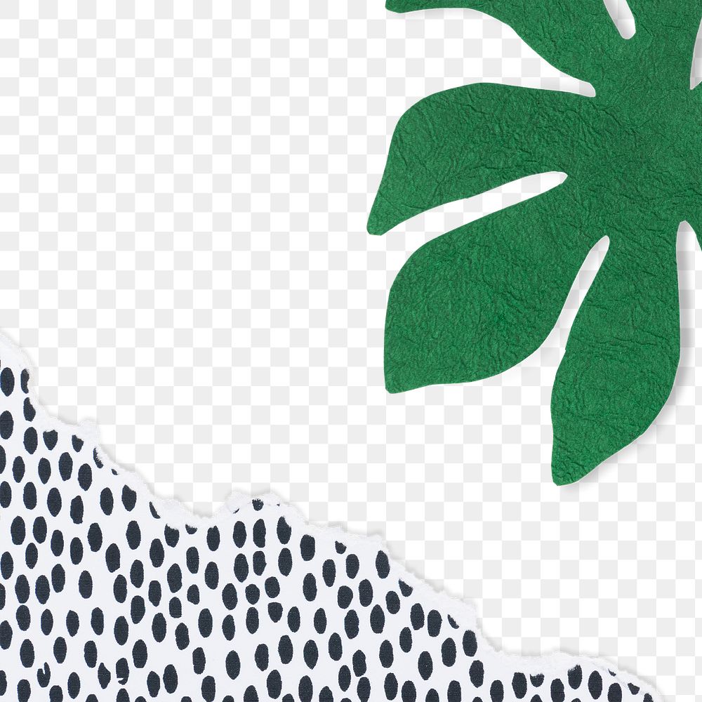 Paper collage png design element with DIY botanical leaves