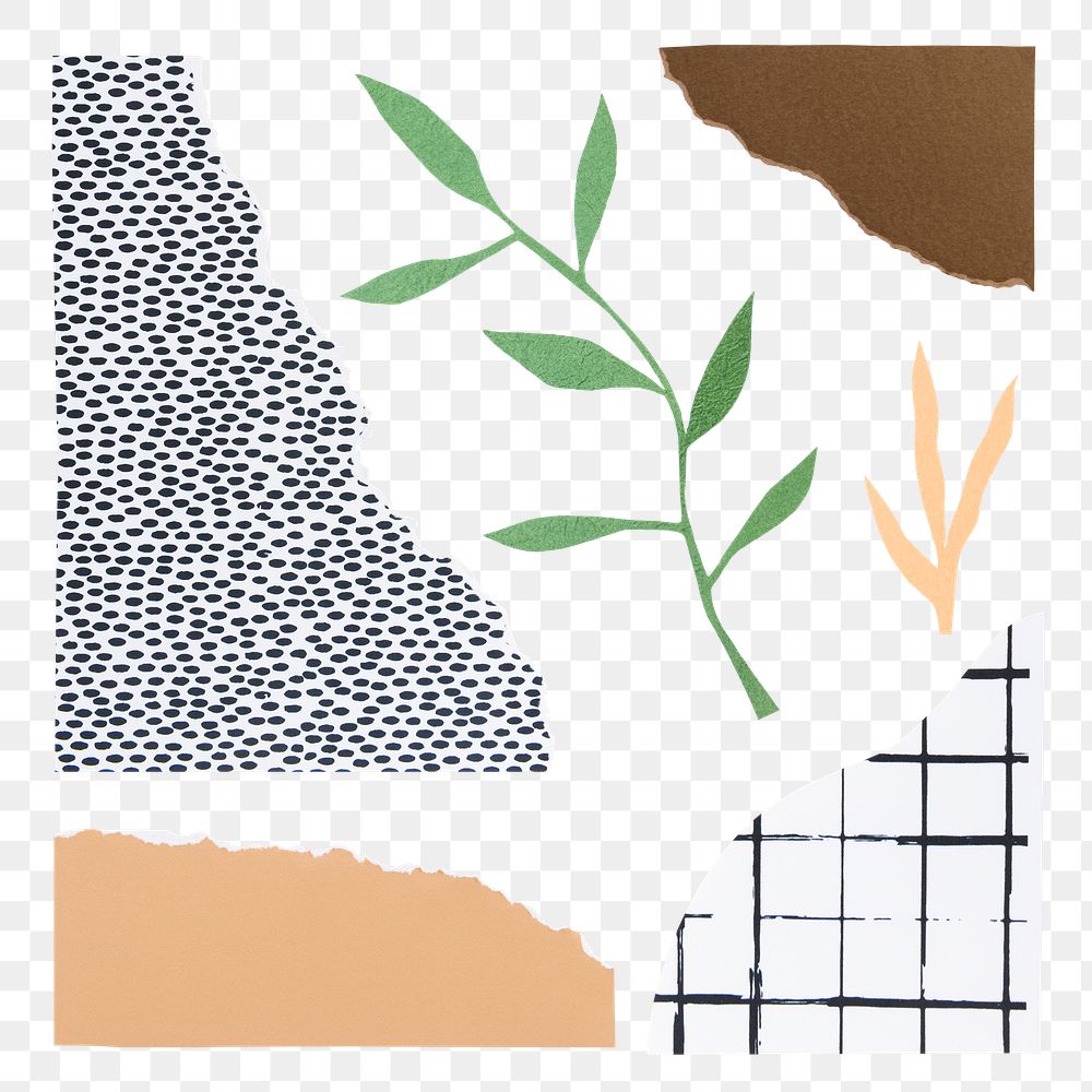 Earth tone paper craft png element set