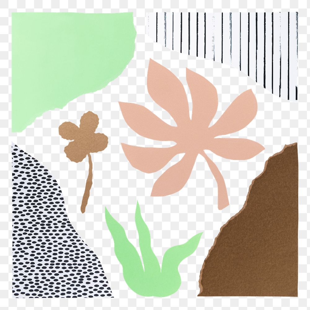 Earth tone paper craft png element set