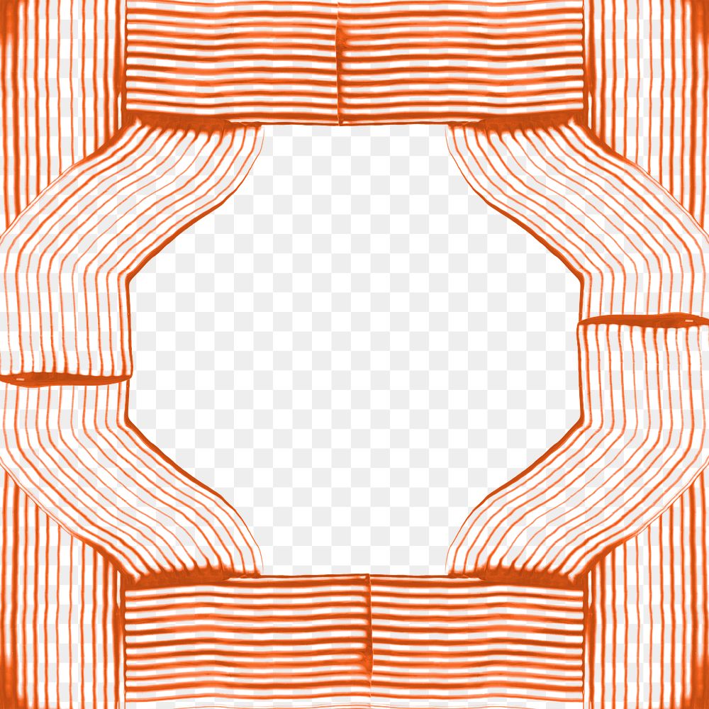 DIY raked textured frame png in orange experimental abstract art