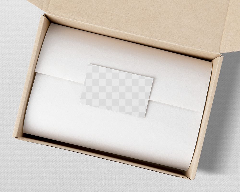 Business card mockup png transparent in gift box