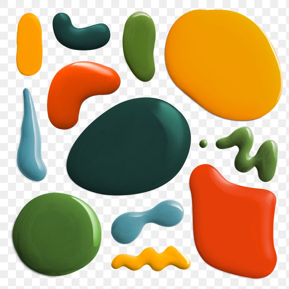 Colorful paint blob png element in transparent background
