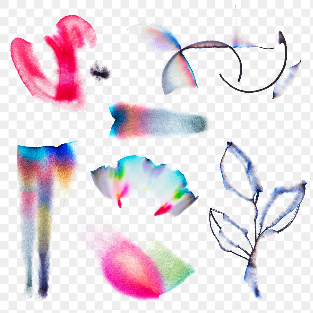 Aesthetic abstract chromatography art png element set
