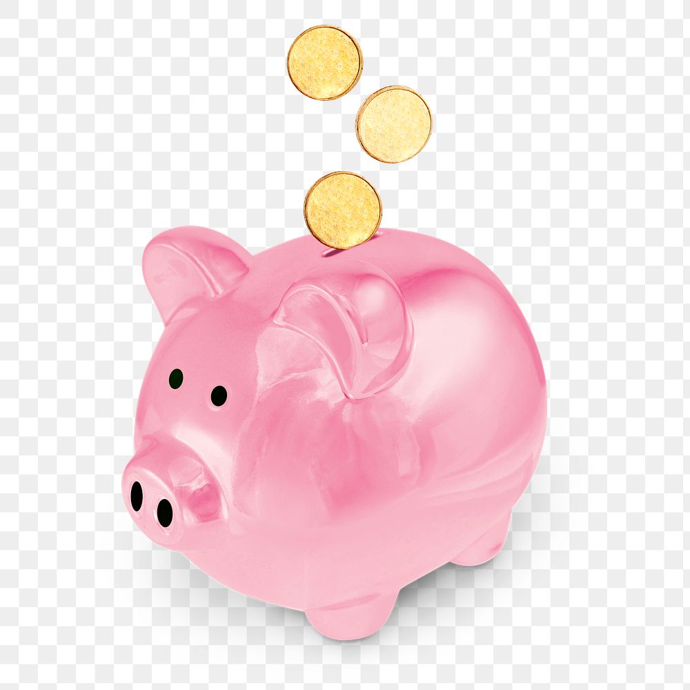 Piggy bank png sticker, finance image on transparent background