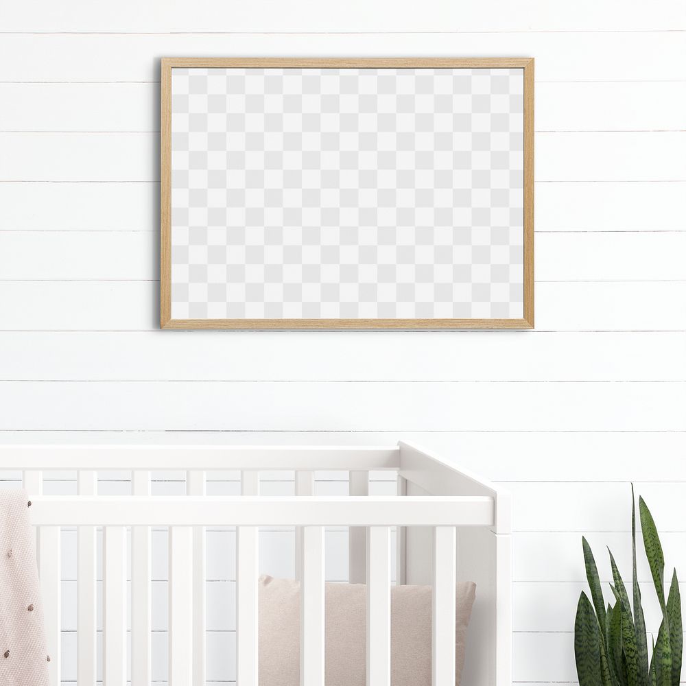 Picture frame png in a Japandi nursery room