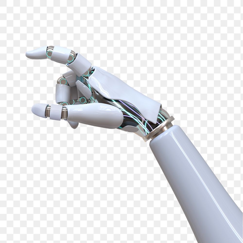 Png robot hand finger pointing, AI technology