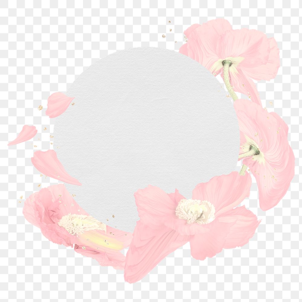 Frame PNG, pink poppy flower psychedelic art
