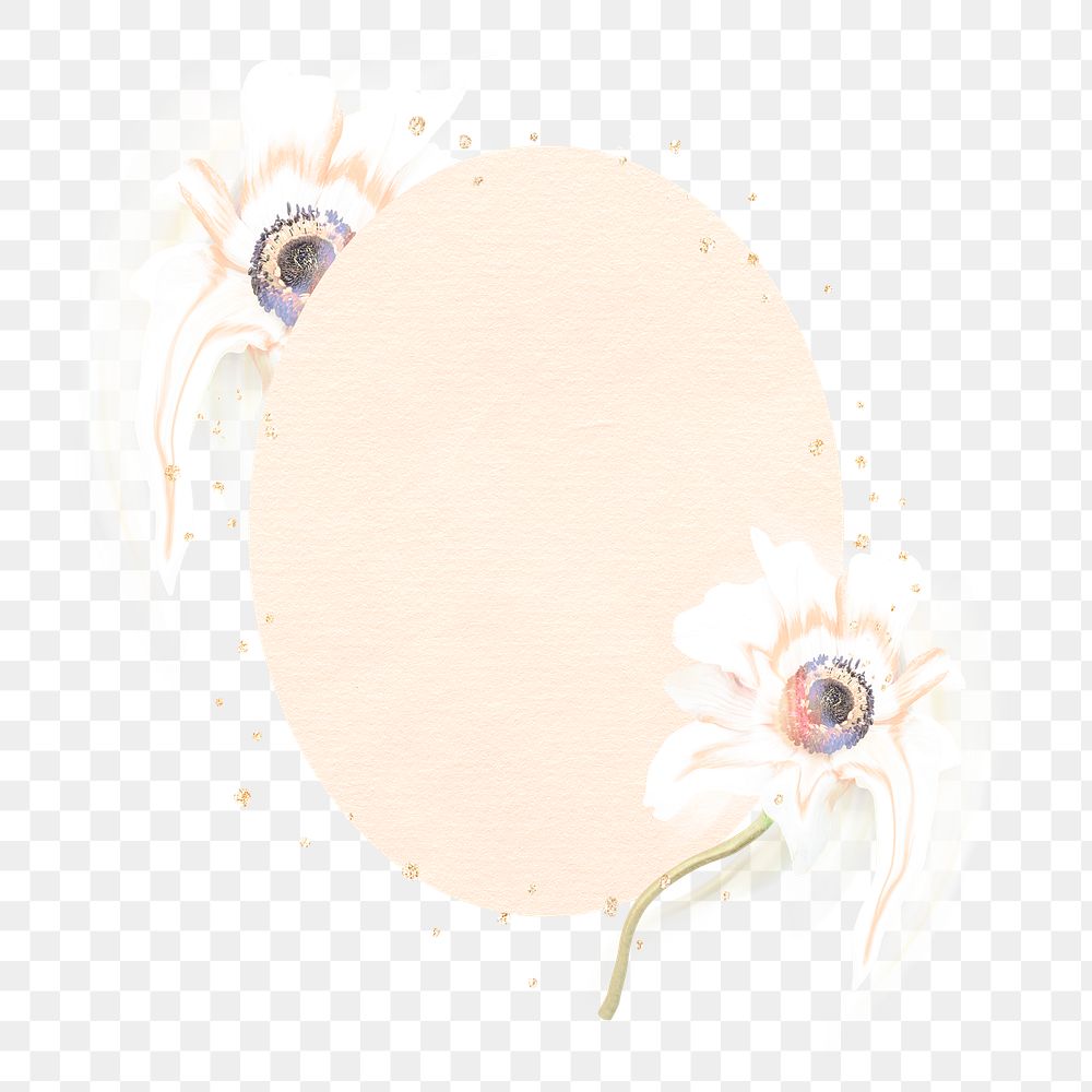 Frame PNG, white anemone flower psychedelic art
