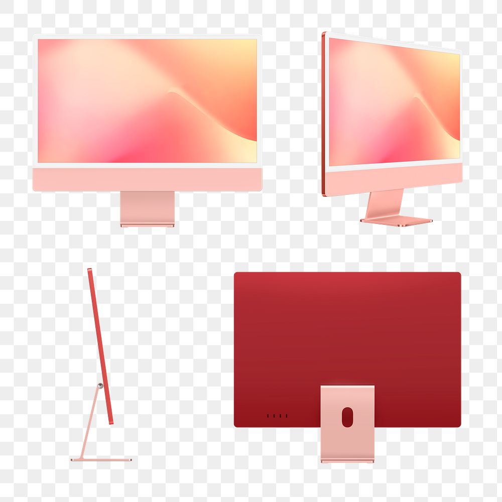 Pink computer png mockup digital devicein minimal style