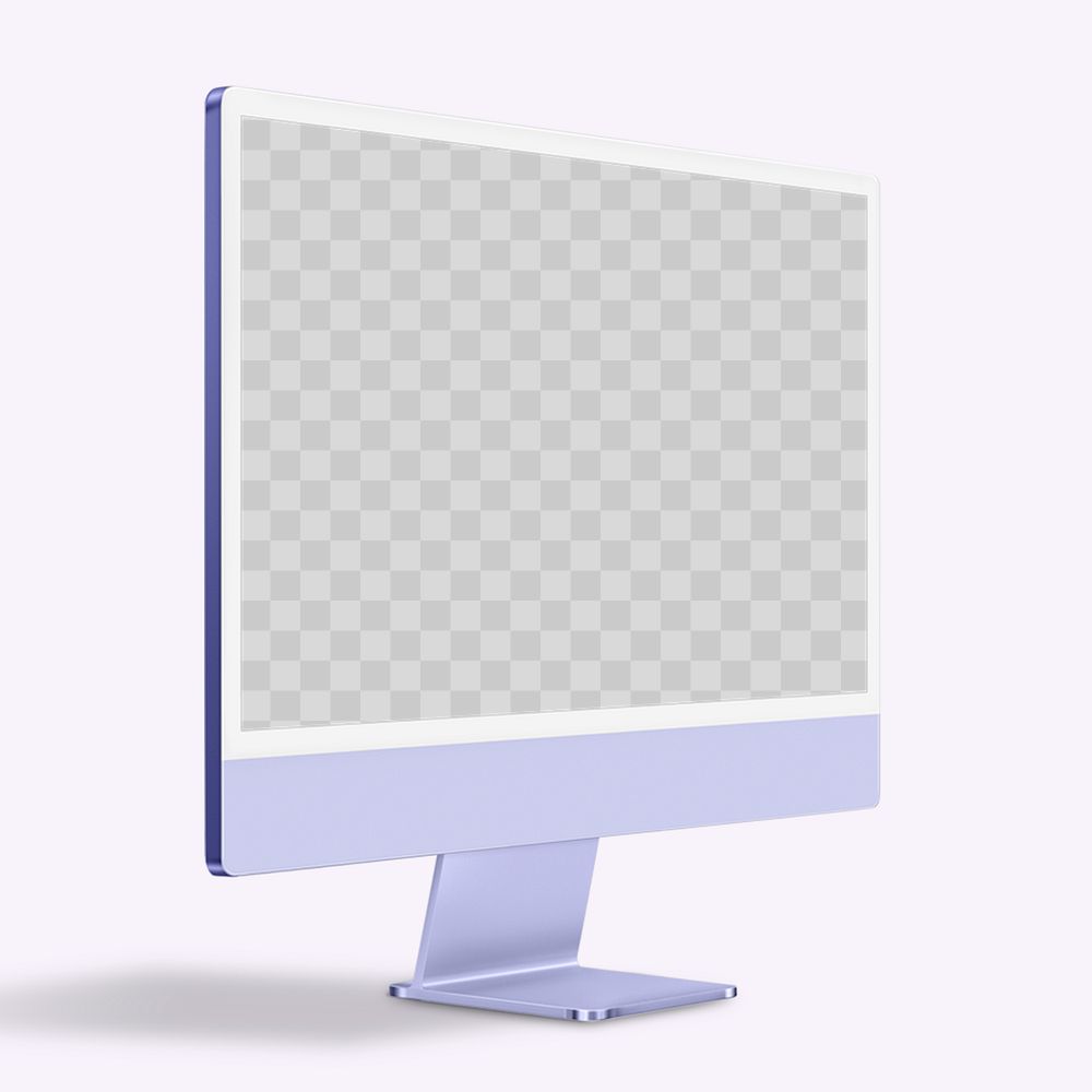 Computer screen png mockup purple digital device minimal style