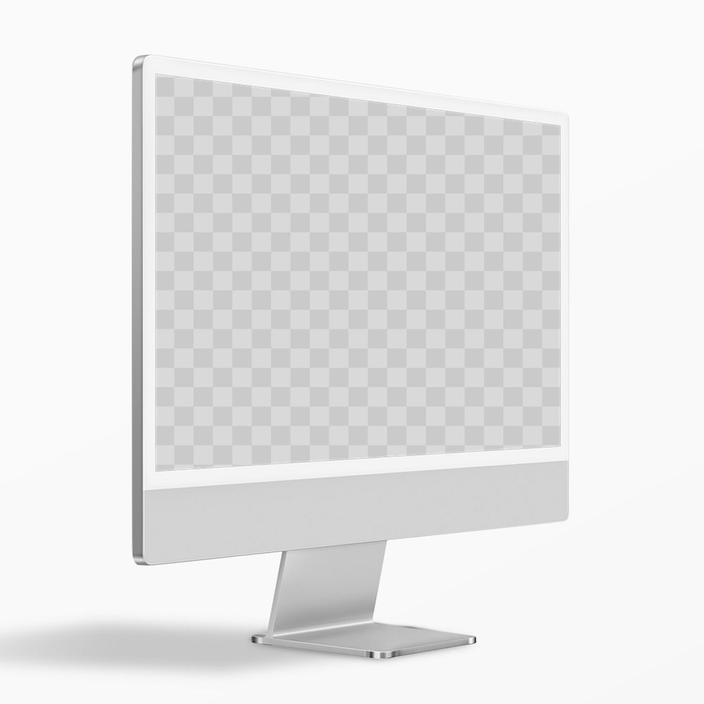 Computer screen png mockup gray digital device minimal style