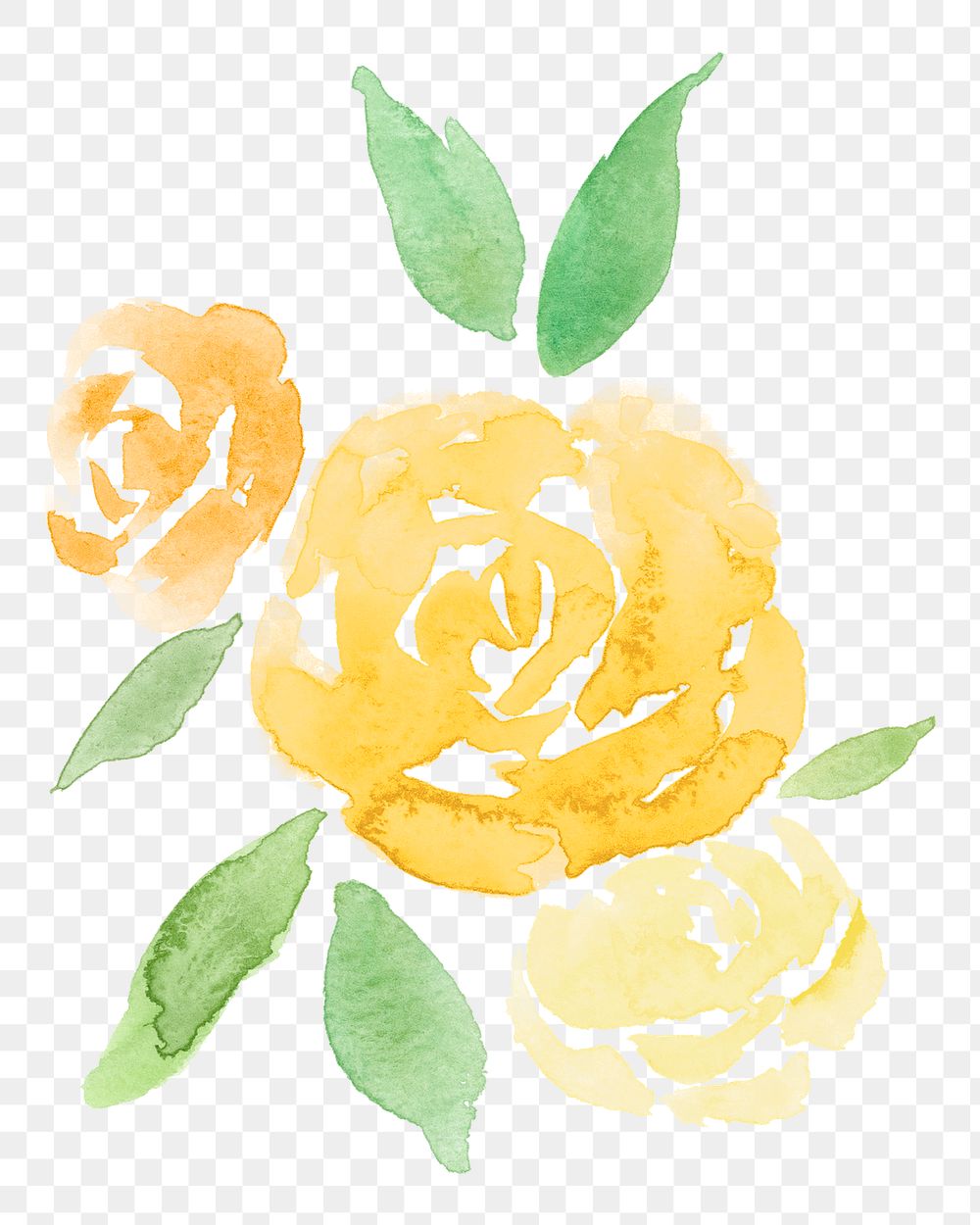 Yellow png rose flower watercolor spring seasonal graphic