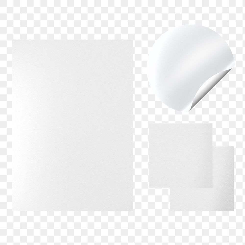 Png paper mockup stationery set white