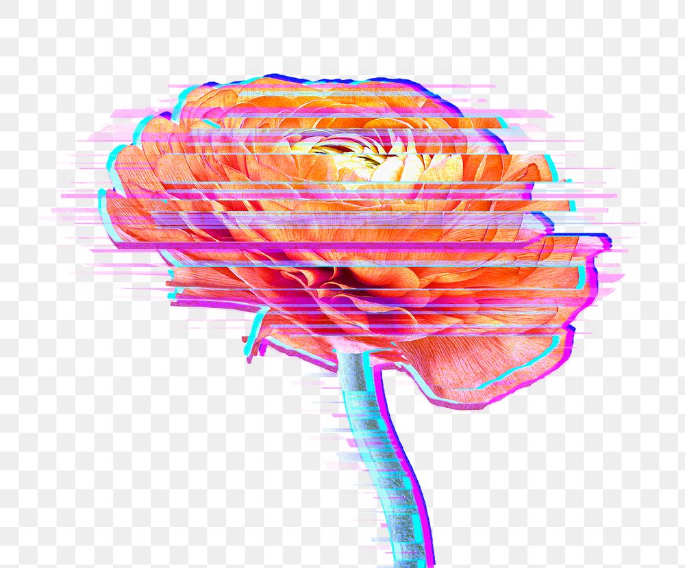 Glitch flower png abstract sticker