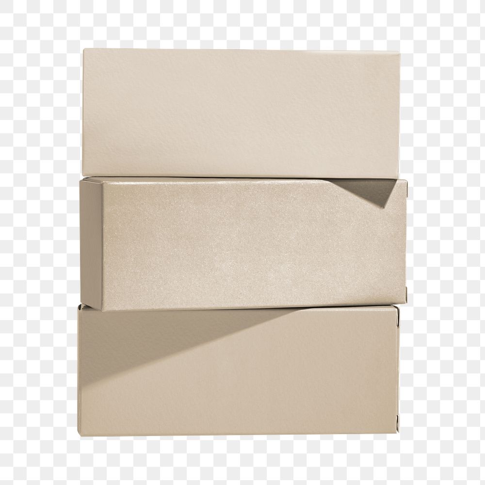 Kraft paper box on transparent background 