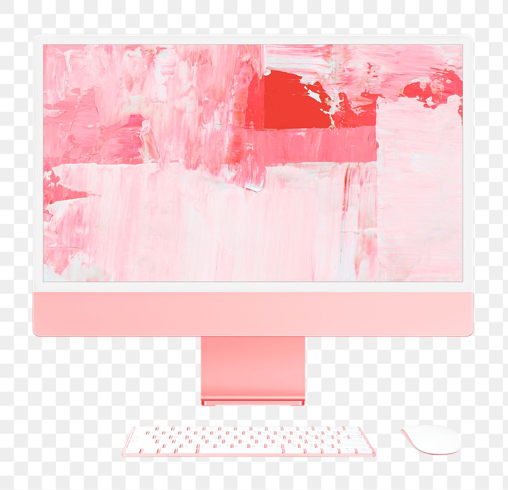 Abstract pink computer png on transparent background