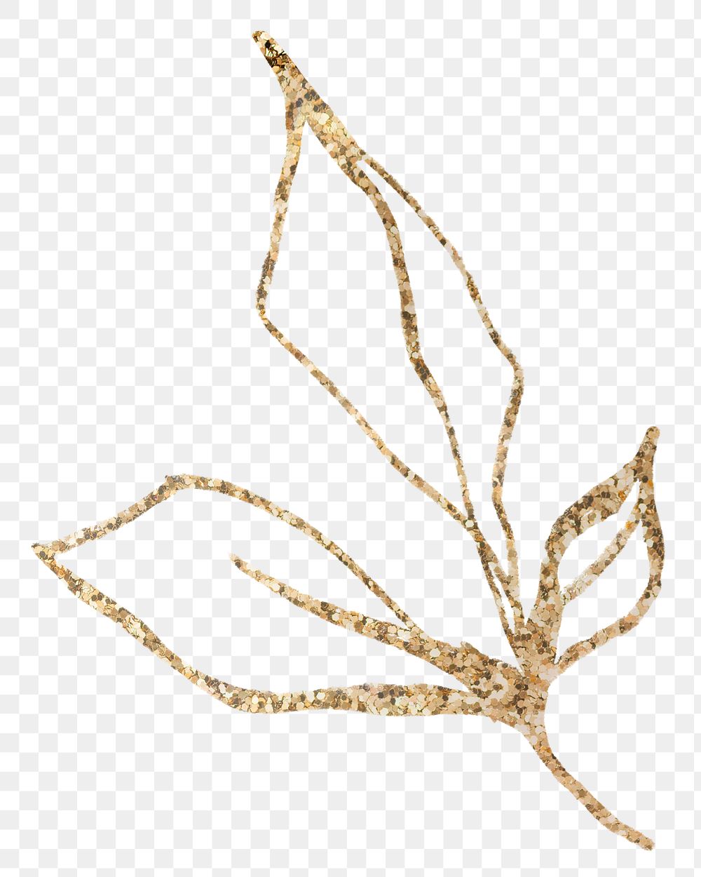 Png leaf aesthetic sticker, gold illustration, remixed from vintage public domain images