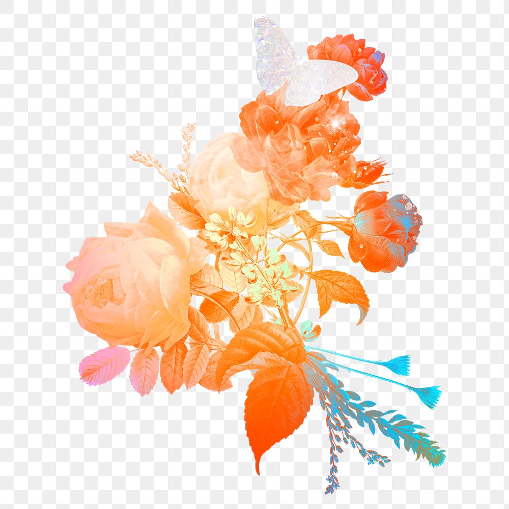 Png flower sticker, aesthetic illustration, remixed from vintage public domain images