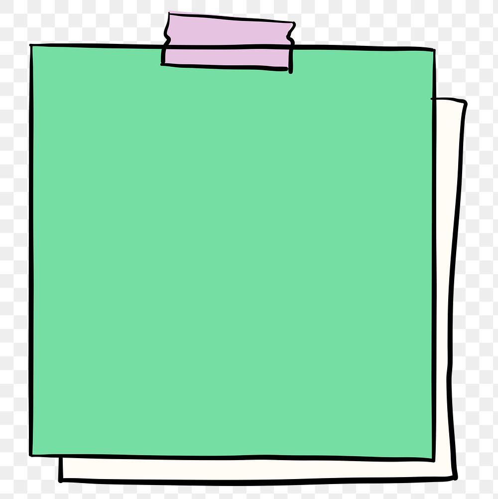 Png sticky note in pastel green paper element in hand drawn style