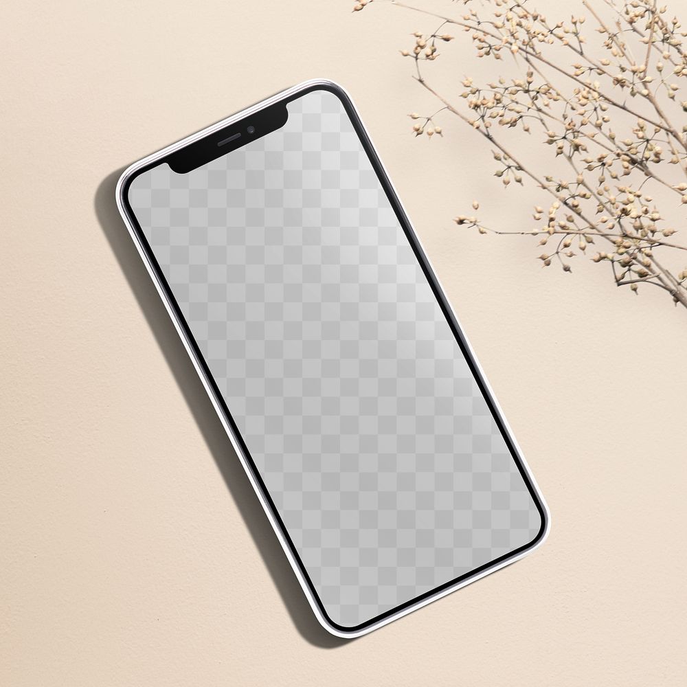 Phone screen png mockup, transparent design space