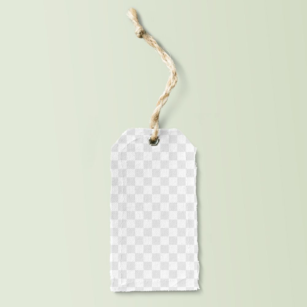 Clothing tag png mockup, blank transparent realistic design