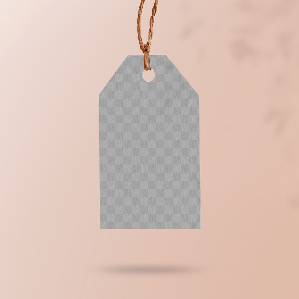Clothing tag png mockup, blank transparent realistic design