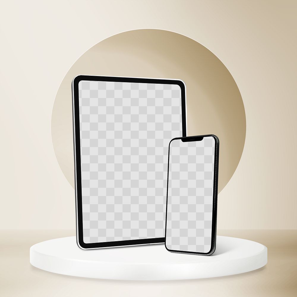 Digital device png screen mockup, blank design space set