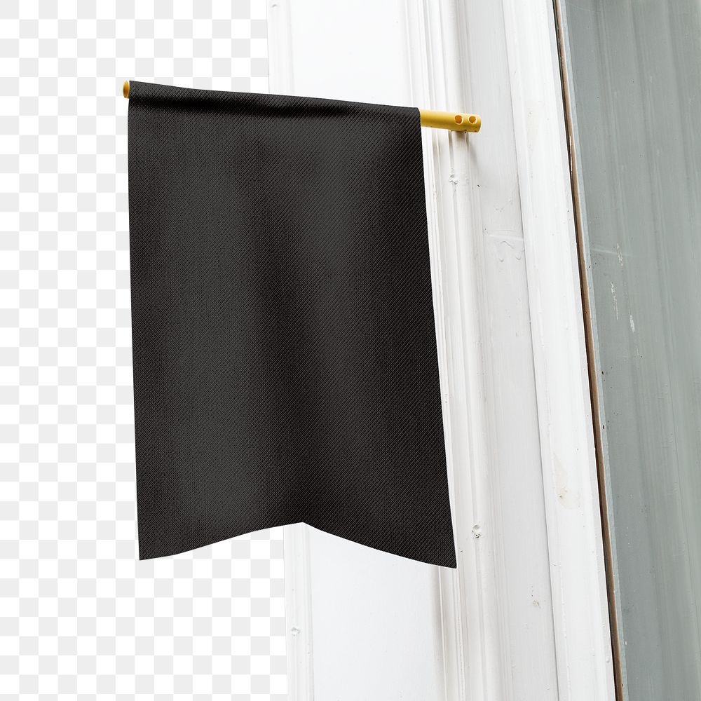 Wall png mockup, blank flag sign hanging