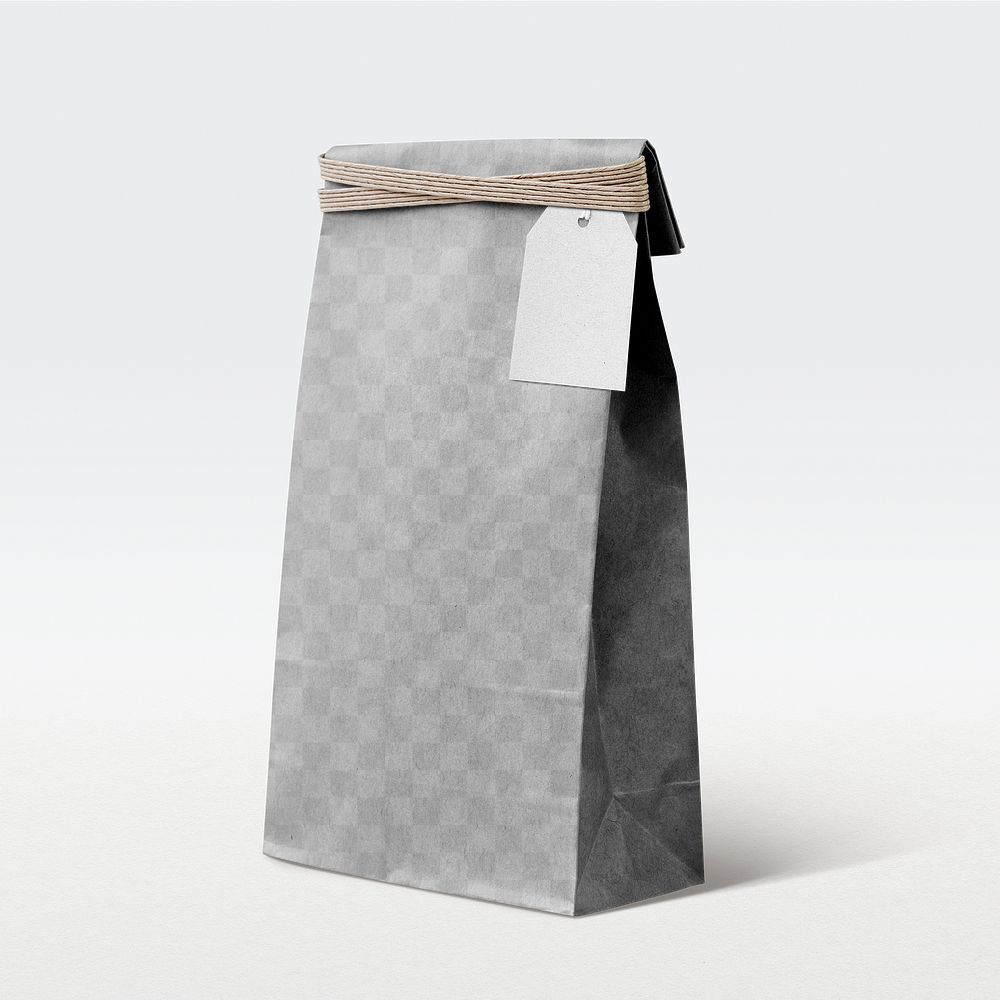 Paper bag png mockup, transparent design 