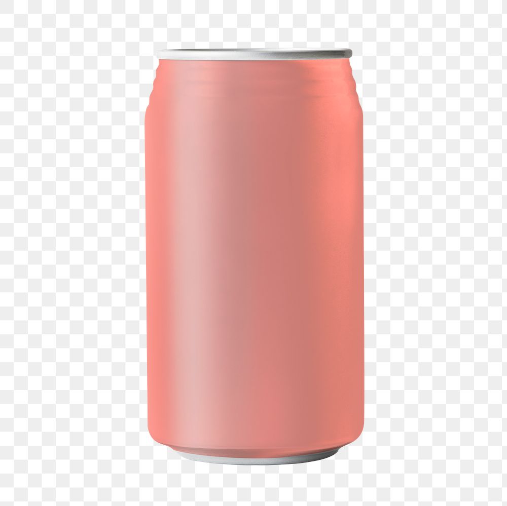 Png pink soda can, isolated object in transparent background