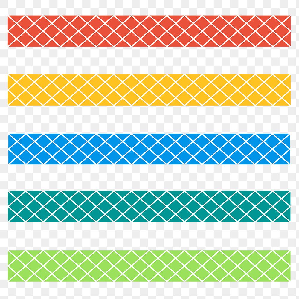 Brush stroke png colorful grid pattern set